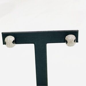 ❗️Sold❗️Sterling Silver Cubic Zirconia Half Hoop Earrings With Black Onyx